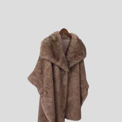 New Autumn And Winter Fur Lapel Shawl Cape, Oversized Coat, Loose Cardigan For Women photo-4