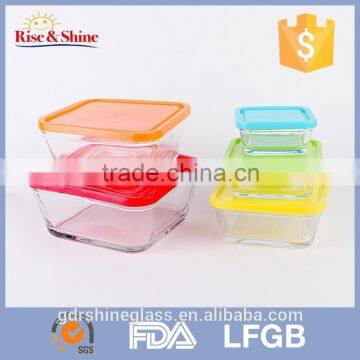 wholesale 5 pcs glass bowl set with color lid