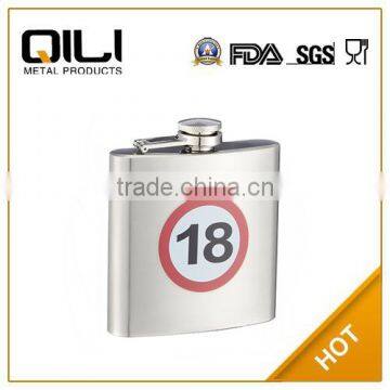 6oz portable stainless steel custom shape hip flask