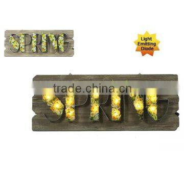 wall hanging board with metal plant holder with LED light