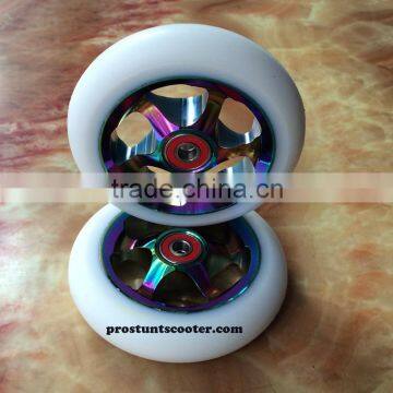 110 mm Oil Slicks Metal Core Wheels 5 Spoke Rainbow Metallic                        
                                                Quality Choice