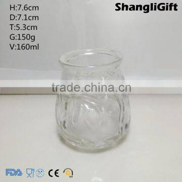 Glassware OEM Hurricane Candle Jar 160ml Engraved Glass Jar