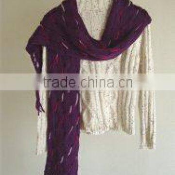 Purple Color Hand Knit Scarf