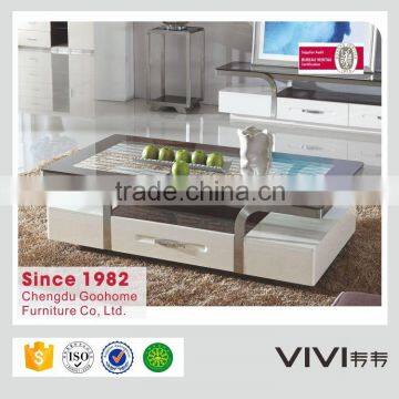 Goohome luxury stainless steel lift glass top center table design