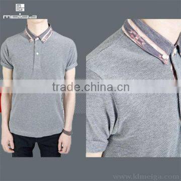 2014 Men's fashion lastest design yarn dye short sleeve polo T shirt