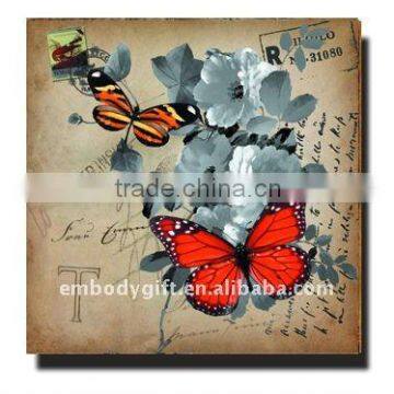 hot new home interior decoration canvas printing with colorful butterfly designs