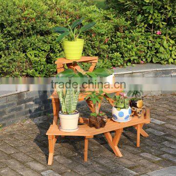 wooden corner 3 tier flower pot stand