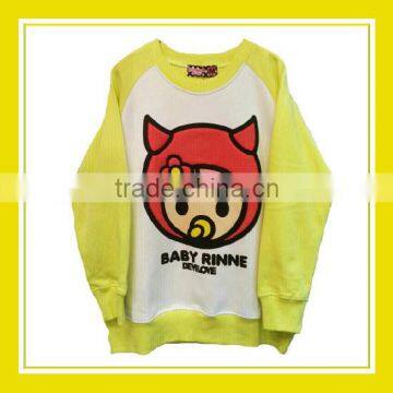 2016 Fashion Products Bros Baby Rinne Devil Love Women Printed Yellow Long Sleeve White Sweater