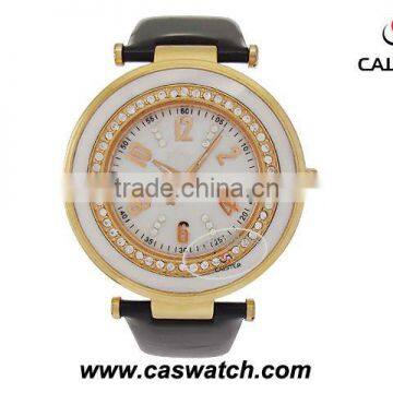 Big case watch Diamond watch Leather watch