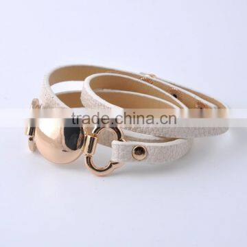 2016 New Popular Monogram Disk Bracelet Multiple Wrap Leather Bracelet