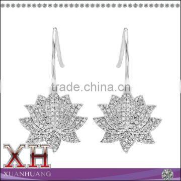 Good Quality Micro Pave White Cubic Zircon Flower Shape Earrings