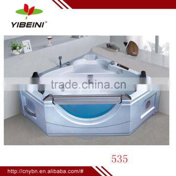 waterfall tempered glass side acrylic bathtub,triangle corner acrylic one piece new whirlpool bathtub