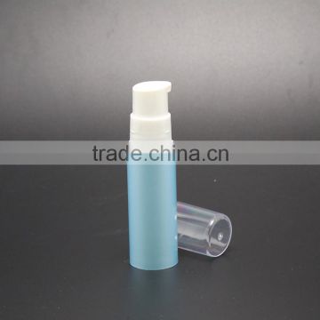 blue colored plastic empty airless lotion spray pump bottle