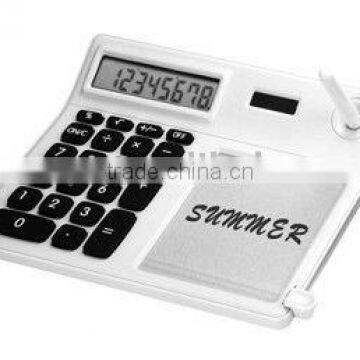 Erasable memo with solar 8 digit calculator