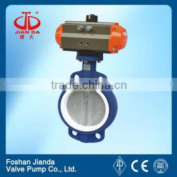 DN100 PTFE seal pneumatic stainless steel butterfly valve