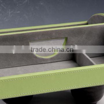 wholesale new design office leather storage box for desktop sunderies