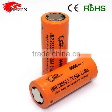 High Discharge Rate 60A 3600mah 26650 Battery 3600mah 3.7v 26650 Battery for Box Mod