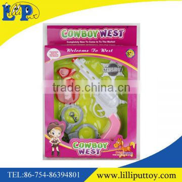 Girls pink color plastic western cowboy gun toy