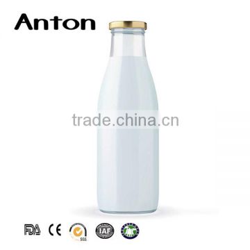 Food Grade 300ml milk Glass Bottle with metal cap