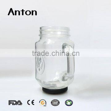 380ml screw top lid engraving glass mason jars with handles