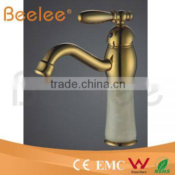 Golden brass bathroom basin faucet water tap mixer