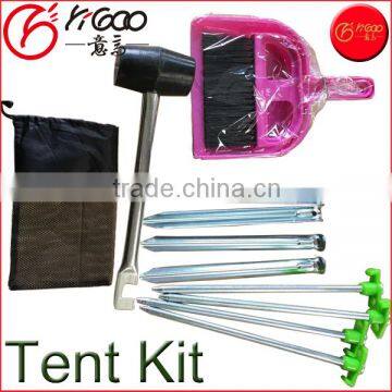 hot sale tent set camping tent kit of 8 Stakes, Rubber Mallet, Nesting Brush with Dustpan