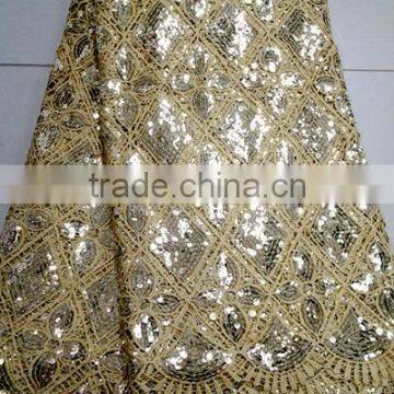 2016 high quality latest african water soluble sequin lace fabric