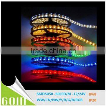 waterproof Flexible led strip SMD5050 flex strip light 60led/m IP65 tape light outdoor decoration led strips RGB LED strip 5050