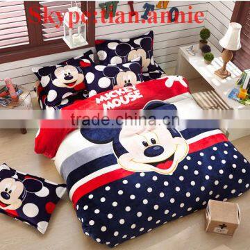 New Fashion MickeyPrint Flannel Fleece Bedding Sets Home Textile