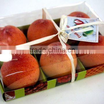 6pcs packing peach shape scented fruit candle