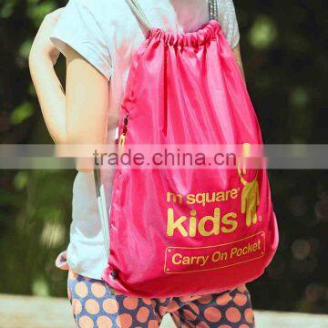 Useful polyester nonwoven drawstring backpack school bag for children