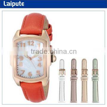 Genuine Leather Strap Analog Display Swiss Quartz Orange Watch Promotional Watch Gift Sets