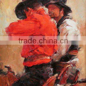 People painting canvas painting cowboy oil painting