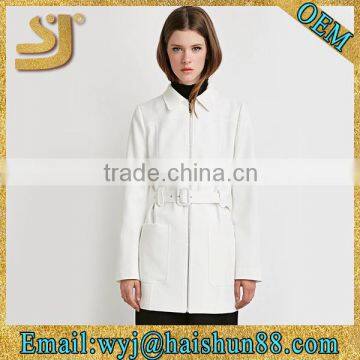 Ladies long sleeve trench white office coat