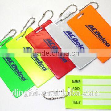 Promotion glow in dark reflective luggage tag reflex torch keychain hanagers for