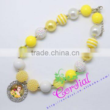 High Quality Fashion Kids Costume Jewelry Handmade Acrylic Bead Rhinestone Pendant DIY Beaded Necklaces