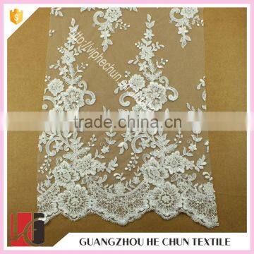 HC-5717-1 Hechun Crochet Patterns Sequin Beaded Turkey Bridal Lace Fabric photo-2