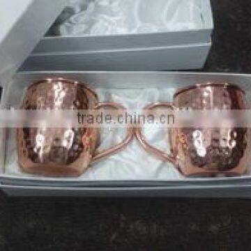 White Gift box 2 Copper Mugs Gift Box Promotional For Festival,Hammered Copper Mugs