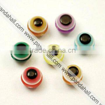 Evil Eye Resin Beads, Flat Round(RESI-R039-M)