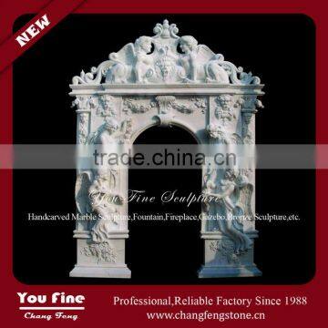 Natural Hand Carved White Marble Door Surround For Sale