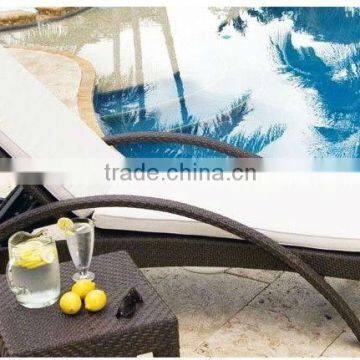Atlantis Chaise Lounge Bed with Wheels and Side table in Brown Finish