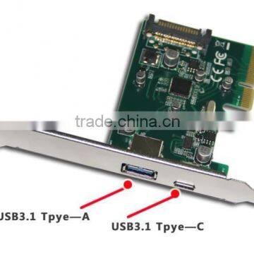 Desktop PCIe to USB 3.1 Type-c + Type A Port Adapter PCI-E to USB-C 10Gb