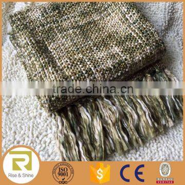 Wholesale 100% Acrylic woven jacquard green camouflage fringed throw blanket                        
                                                Quality Choice