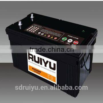 N200 MF 195H52 MF 12V 200AH JIS Car battery from China supplier