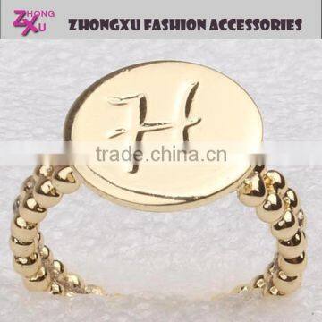 new fashion and popular womens customized letter gold plated beads ring