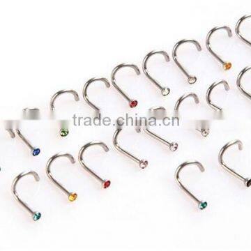 Nose Retainer Rings Studs Hide Piercing Bio Flexible Clear Screw On Gems photo-5