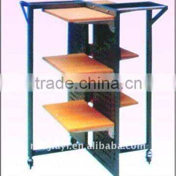 Powder coating clothes display racks with MDF shelf