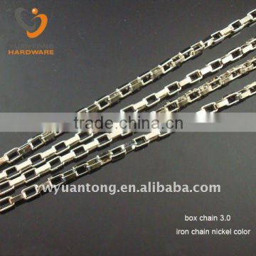 3.0mm size Iron material box chain in Nickel color