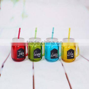 Colored 4pcs Glass Mason Jar Set with Black Board