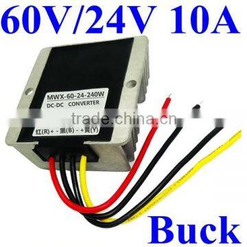 waterproof 60v to 24v dc voltage regulator 40-72v to 24v 10A long time work buck converter step down power supply module